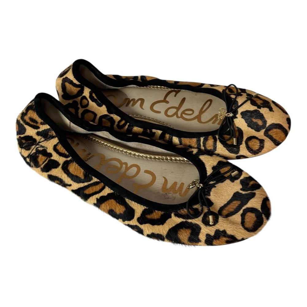 Sam Edelman Women’s Felicia Flat Shoes Calf Hair Leopard Print Wide Width 7.5W - Picture 3 of 9